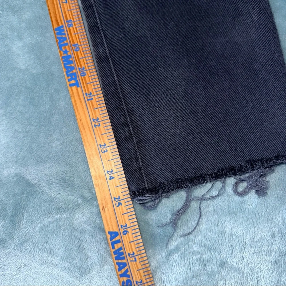 PacSun High Rise Straight Button Fly Black Distressed Raw Hem Jeans Size‎ 27